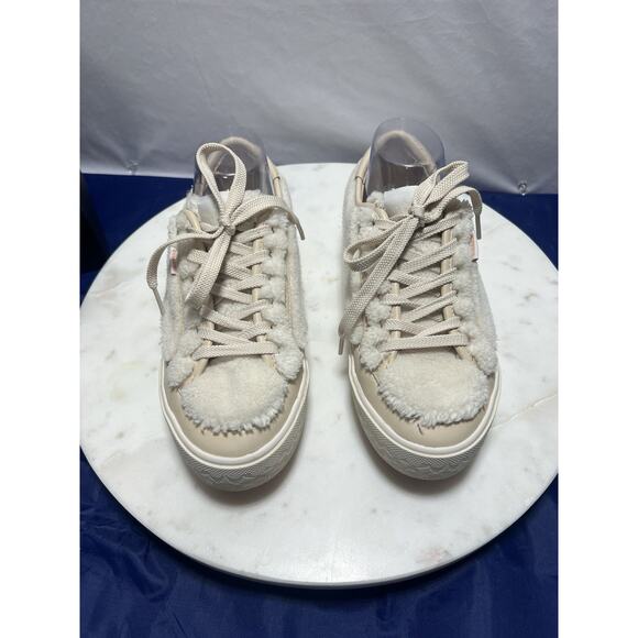 Coach City Sole Shearling Platform Sneakers Shoes Natural Chalk Women Size 8 - Picture 9 of 16